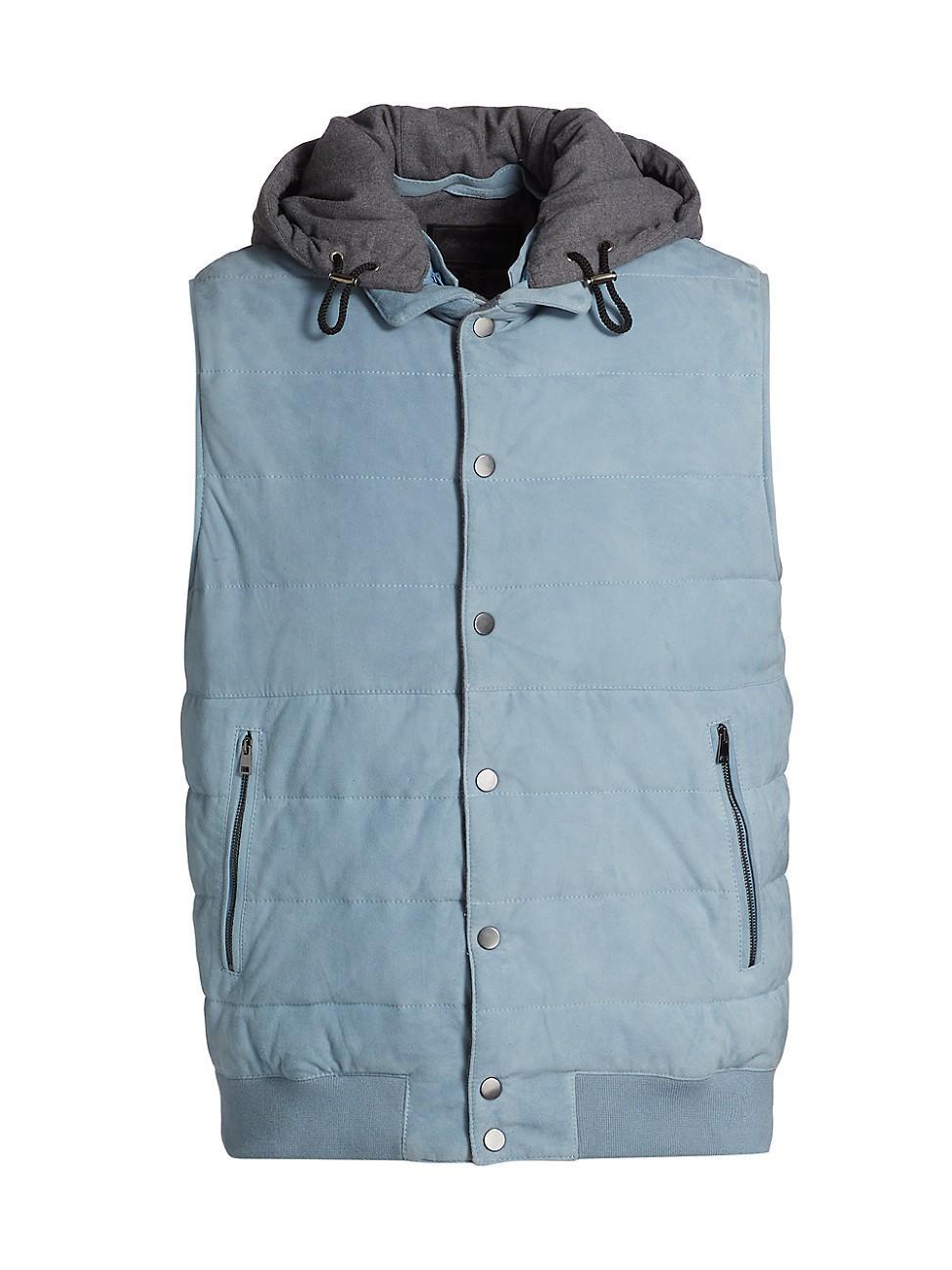 Mens Suede Hooded Vest Product Image