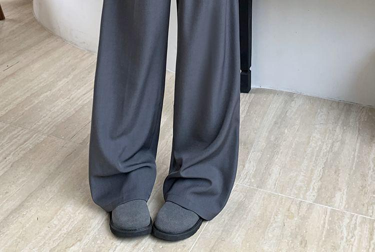 High Waist Plain Wide Leg Pants Product Image