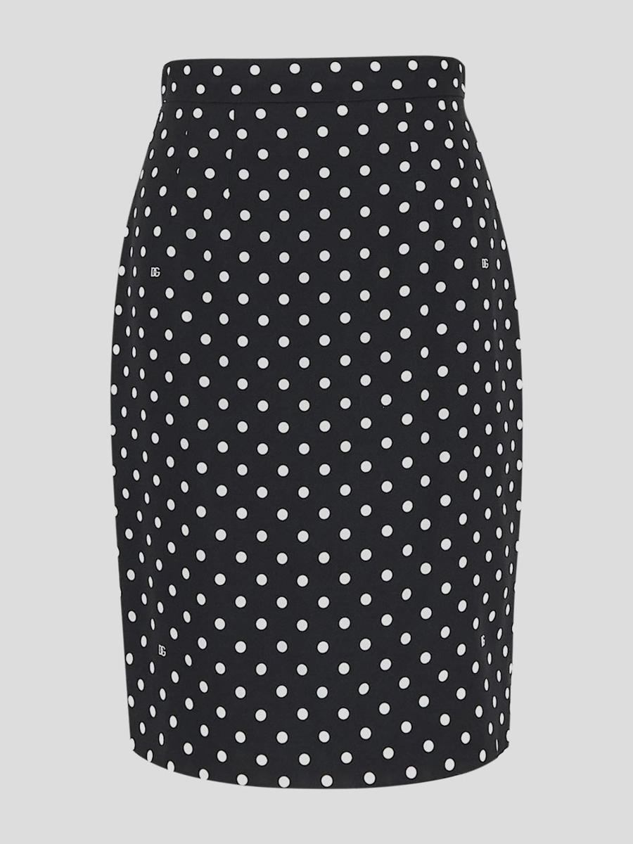 Polka-dot Print Pencil Skirt In Pois Product Image