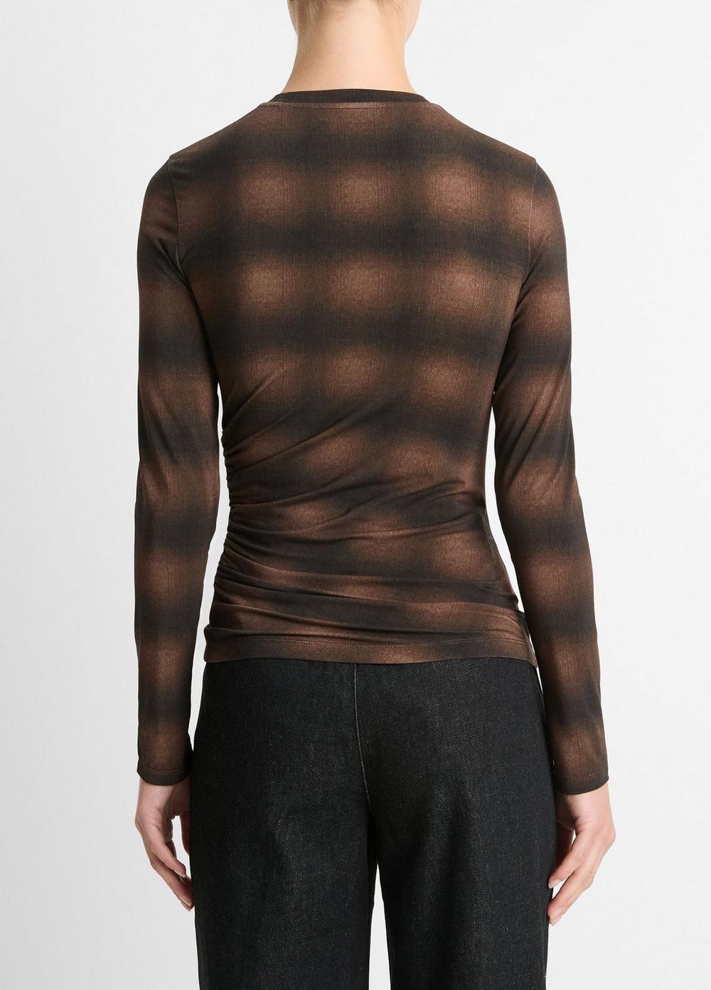 Draped Long-Sleeve Crew Neck Top Product Image