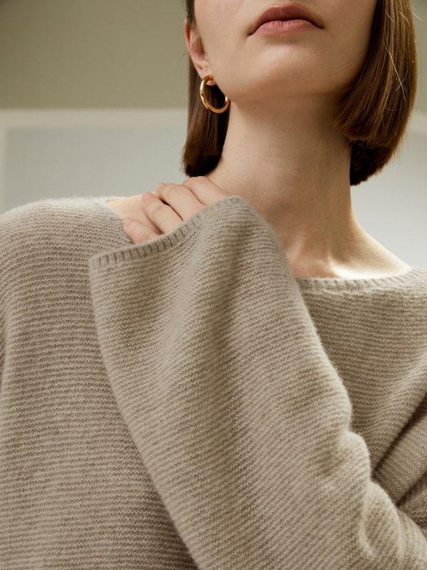 Relaxed Fit Drop-Shoulder Silk Cashmere Blend Sweatshirt Product Image