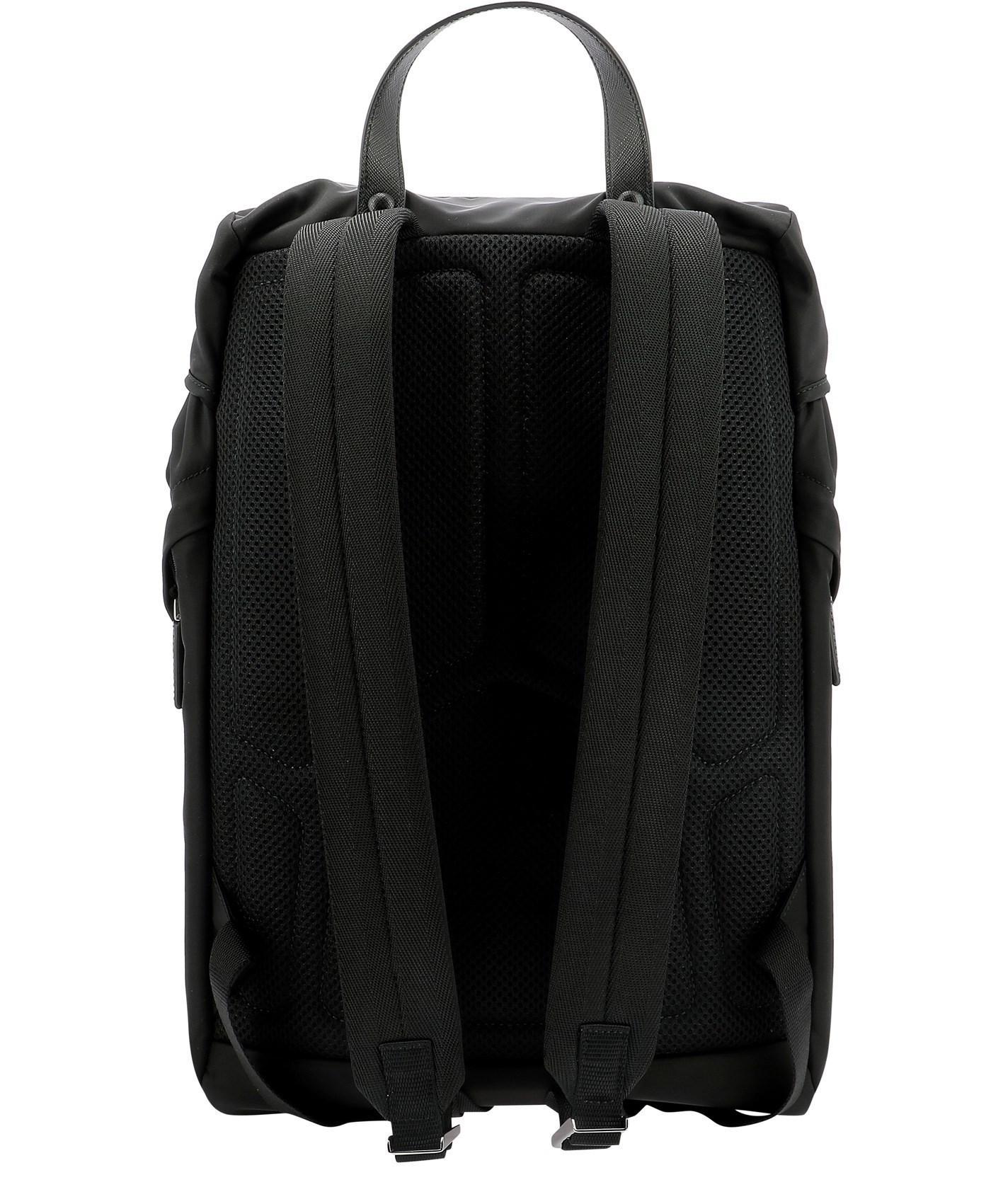 PRADA Womens Black Re-nylon Brand-plaque Recycled-polyamide And saffiano Leather  Backpack Product Image