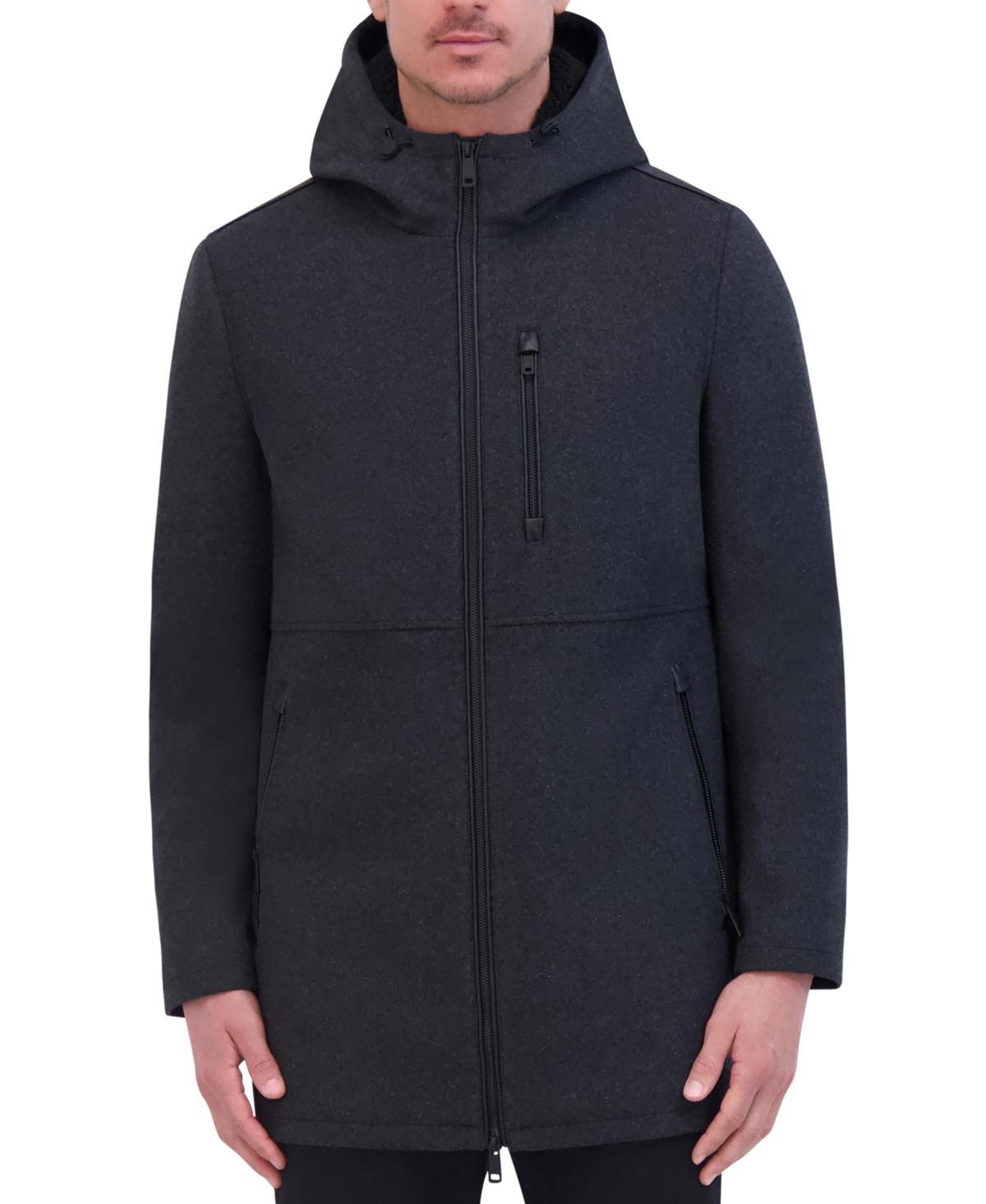 Kenneth Cole New York Long Sleeve Hooded Wool Blend Coat Product Image