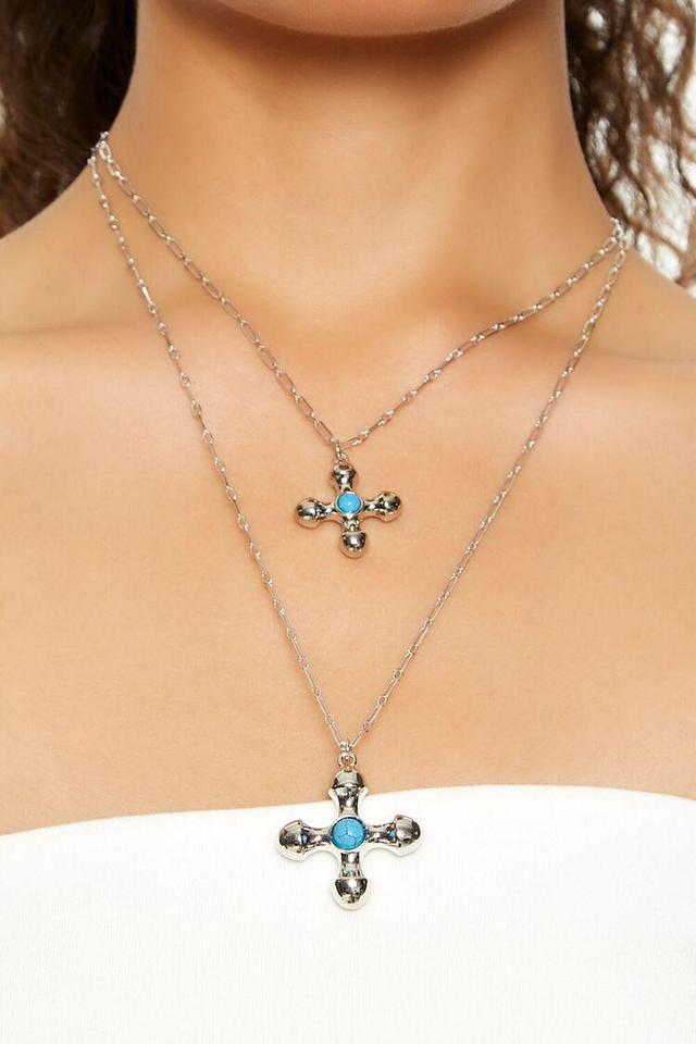 Layered Faux Stone Cross Necklace | Forever 21 Product Image