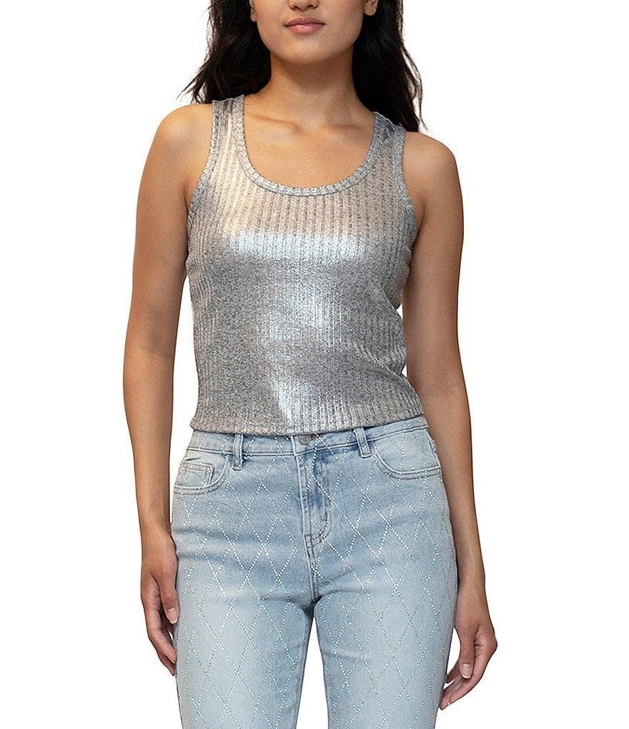 Stevie by Steve Madden Foil Rib Scoop Neck Tank Top Product Image