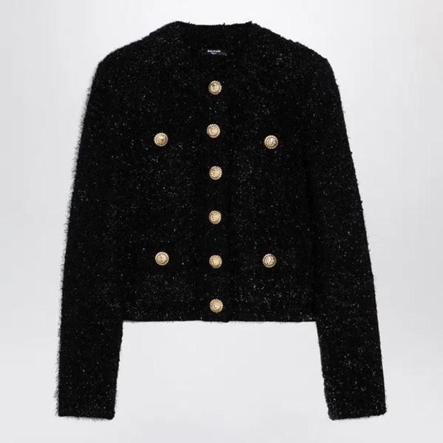 BALMAIN Black Tweed Jacket With Buttons Product Image