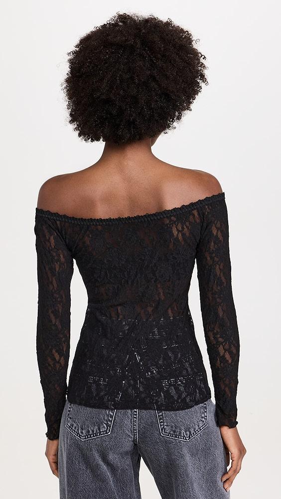 Hanky Panky Sig Lace Off Shoulder Long Sleeve Top | Shopbop Product Image