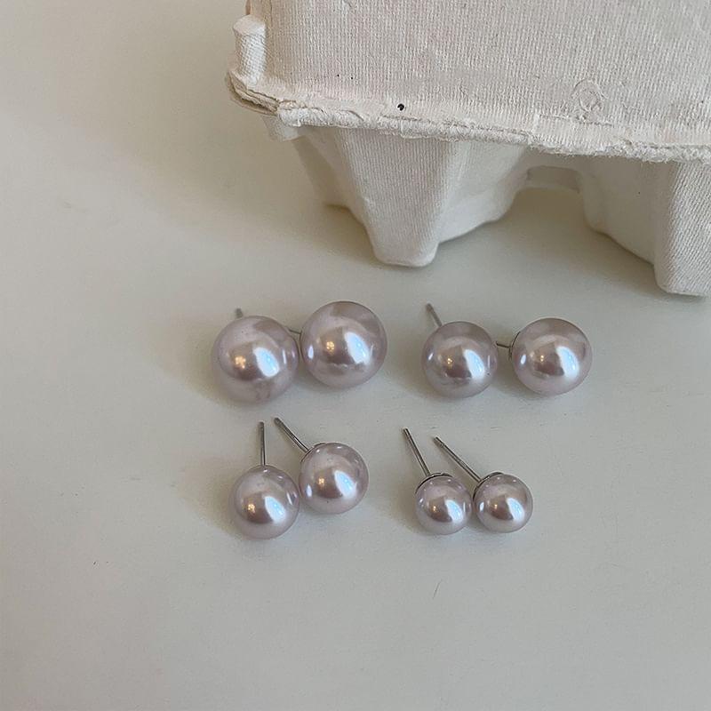 925 Sterling Silver Faux Pearl Stud Earring Product Image