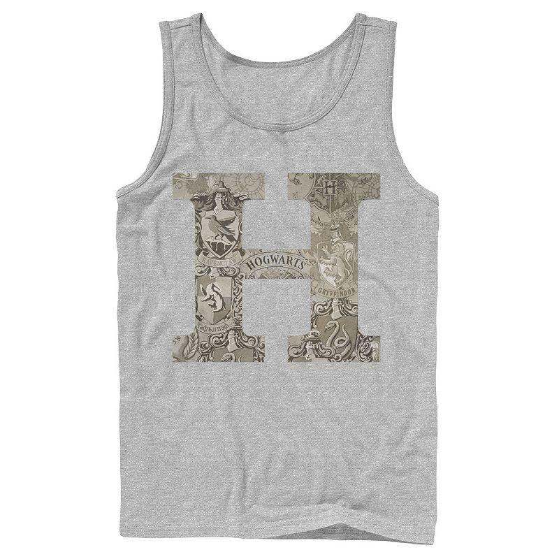 Mens Harry Potter H Hogwarts Crest Fill Tank Top Athletic Grey Product Image