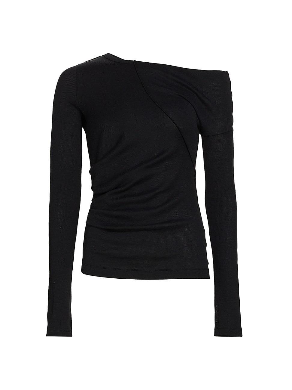 Womens One-Shoulder Seamed Rib-Knit Top Product Image