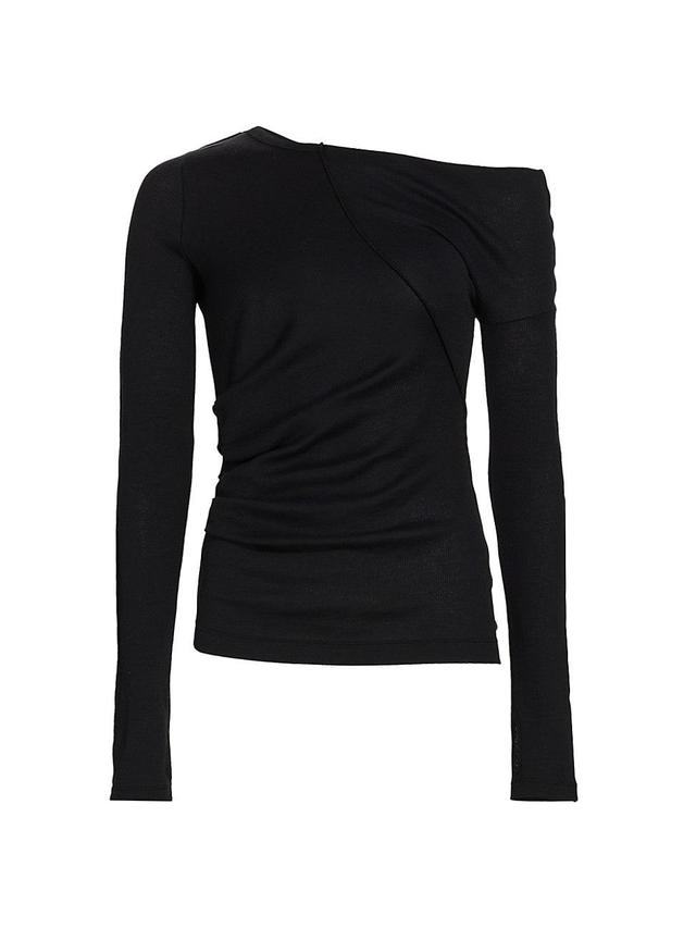 Womens Asymmetric Rib-Knit Top Product Image