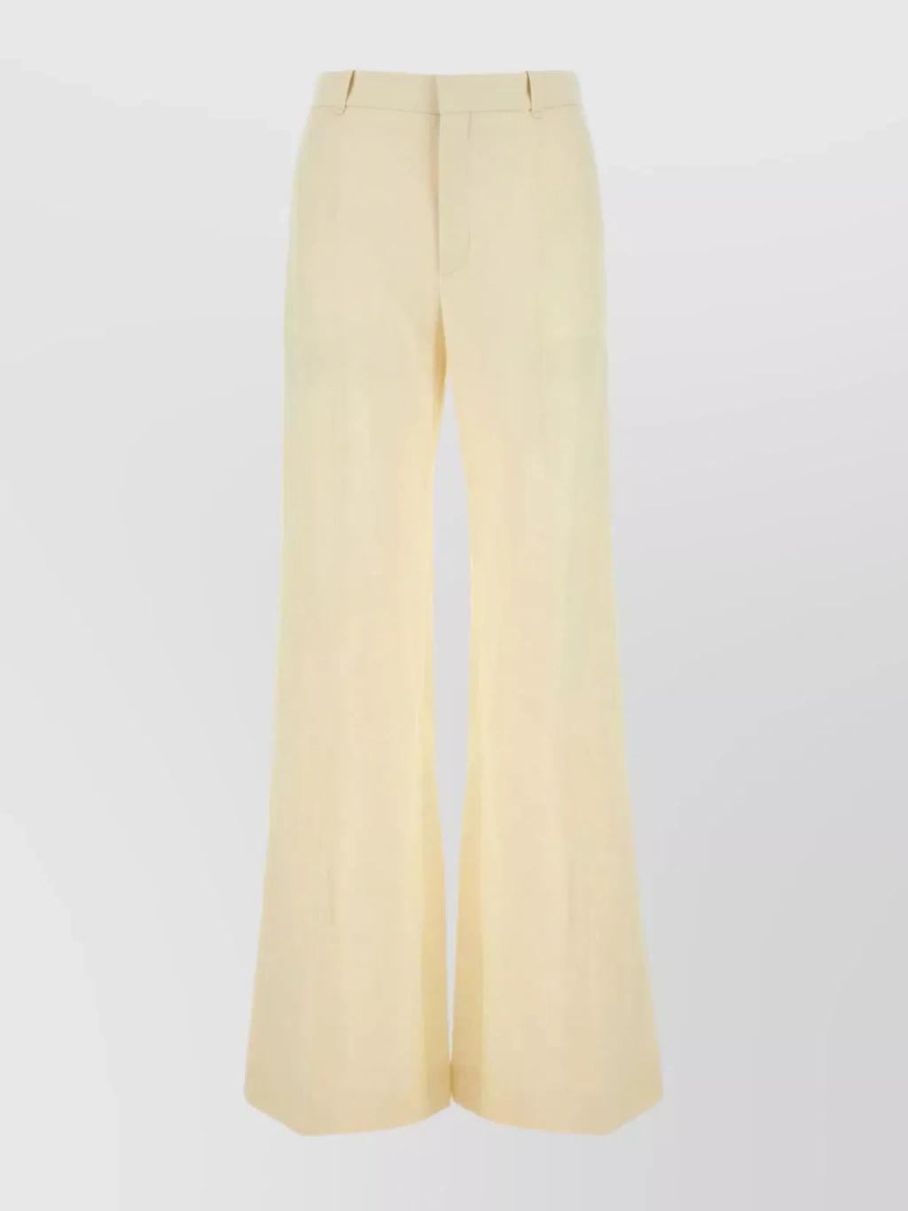 Wide-leg Linen Trousers In Beige Product Image