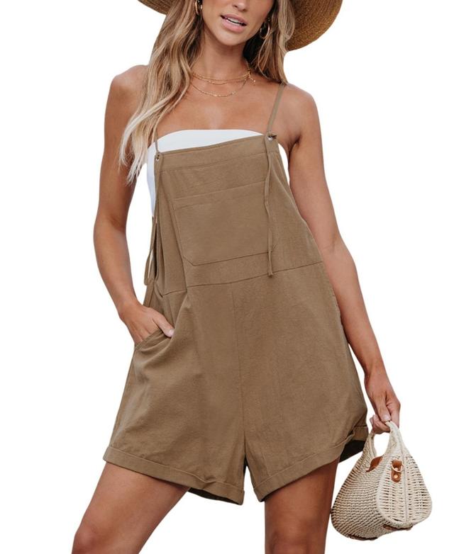 Cupshe Womens Coffee Brown Pinafore Romper Product Image