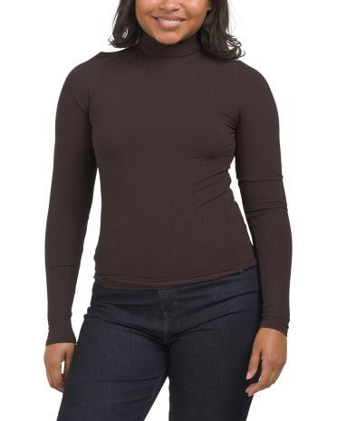 Long Sleeve Rib Knit Turtleneck Top For Women product image