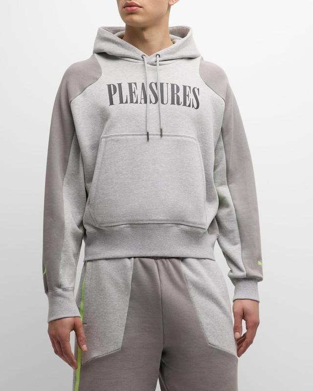 x Pleasures Mens Neon-Trim Logo Hoodie Product Image