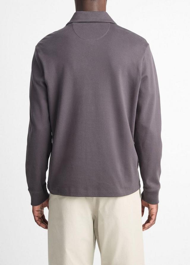 Brushed Pima Cotton Long-Sleeve Polo Shirt Product Image