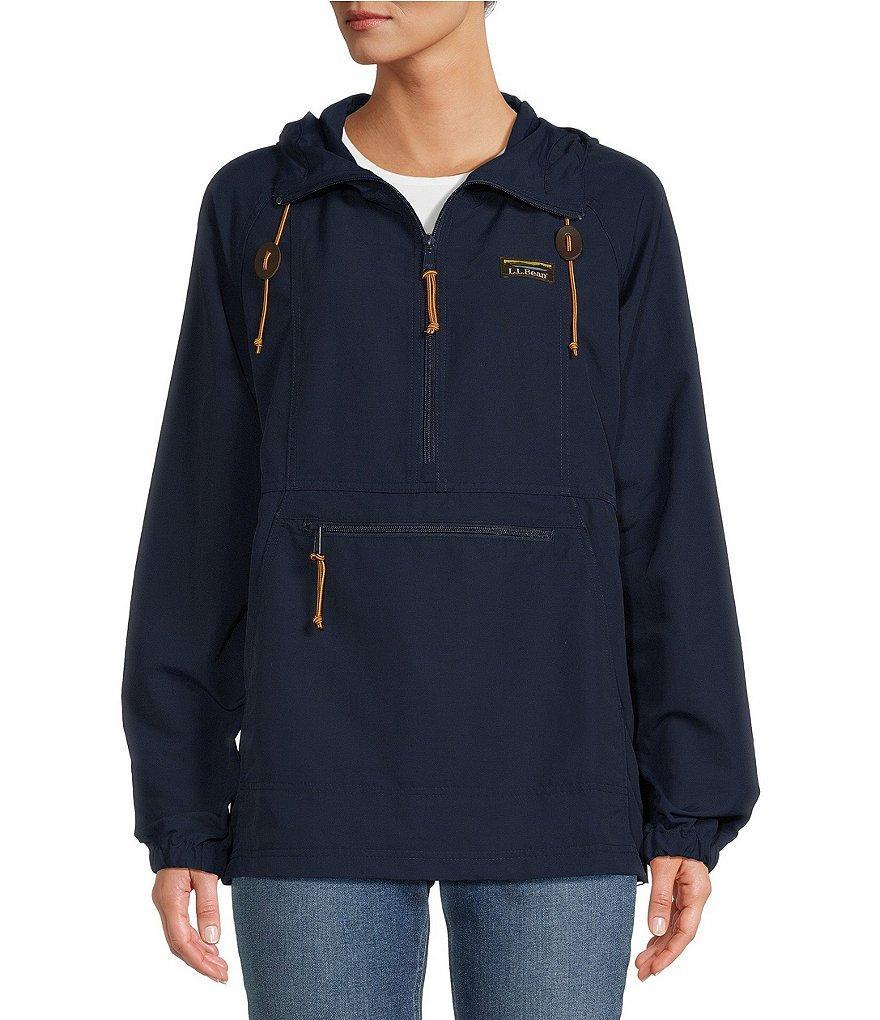 L.L.Bean Mountain Classic Anorak Stand Collar Long Sleeve Kangaroo Pocket Quarter-Zip Pullover Jacket Product Image