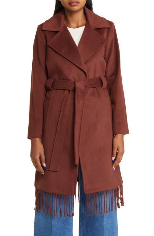 Womens Fringe Wrap Coat - Chestnut - Size 2 - Chestnut - Size 2 Product Image