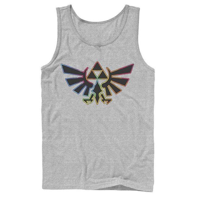 Mens Nintendo Zelda Hyrule Crest Tie-Dye Outline Tank Top Athletic Grey Product Image