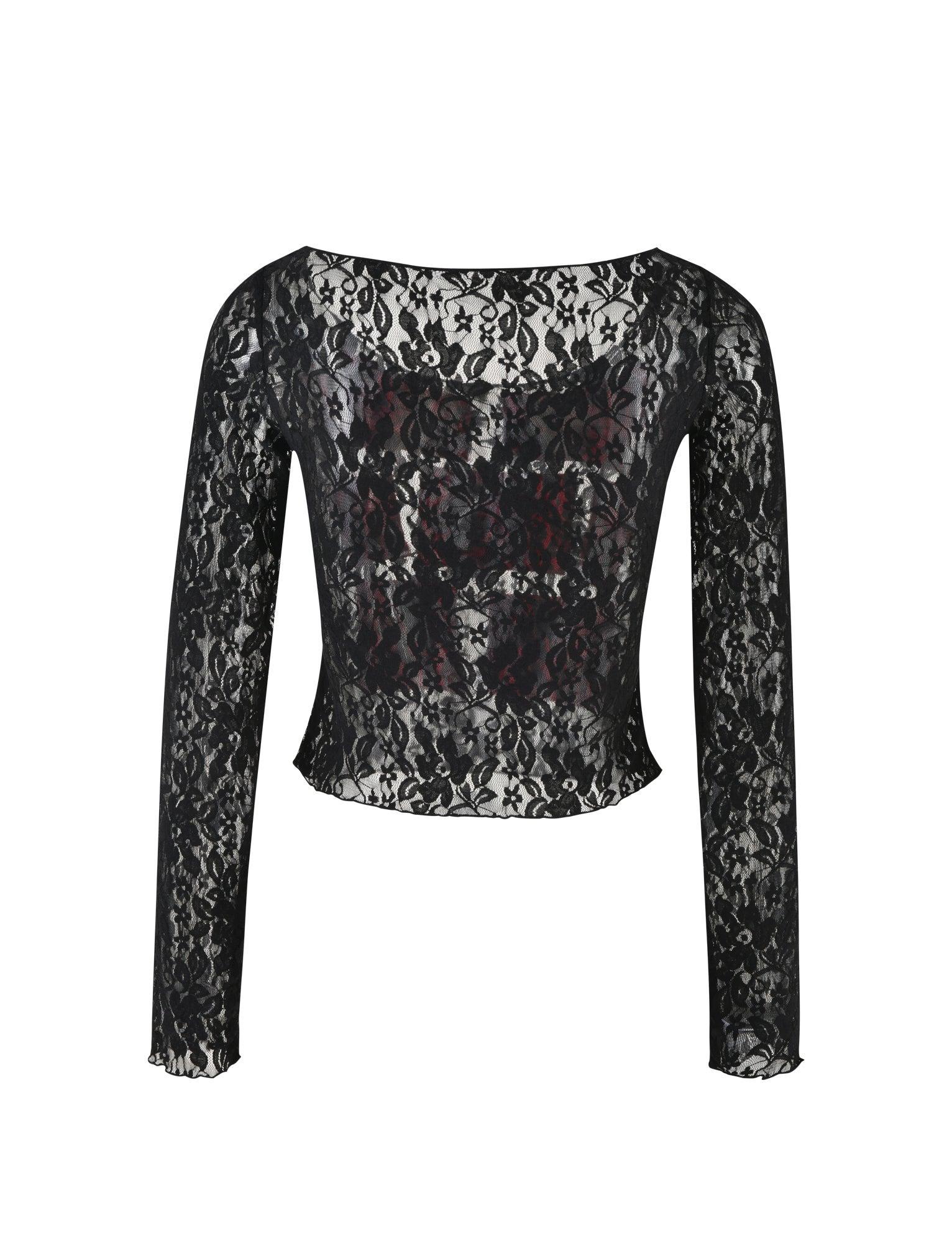 CECIL TOP - BLACK : LACE Product Image