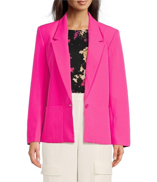 DKNY by Donna Karan Stretch Peak Lapel Neck Long Sleeve Cropped Blazer Product Image