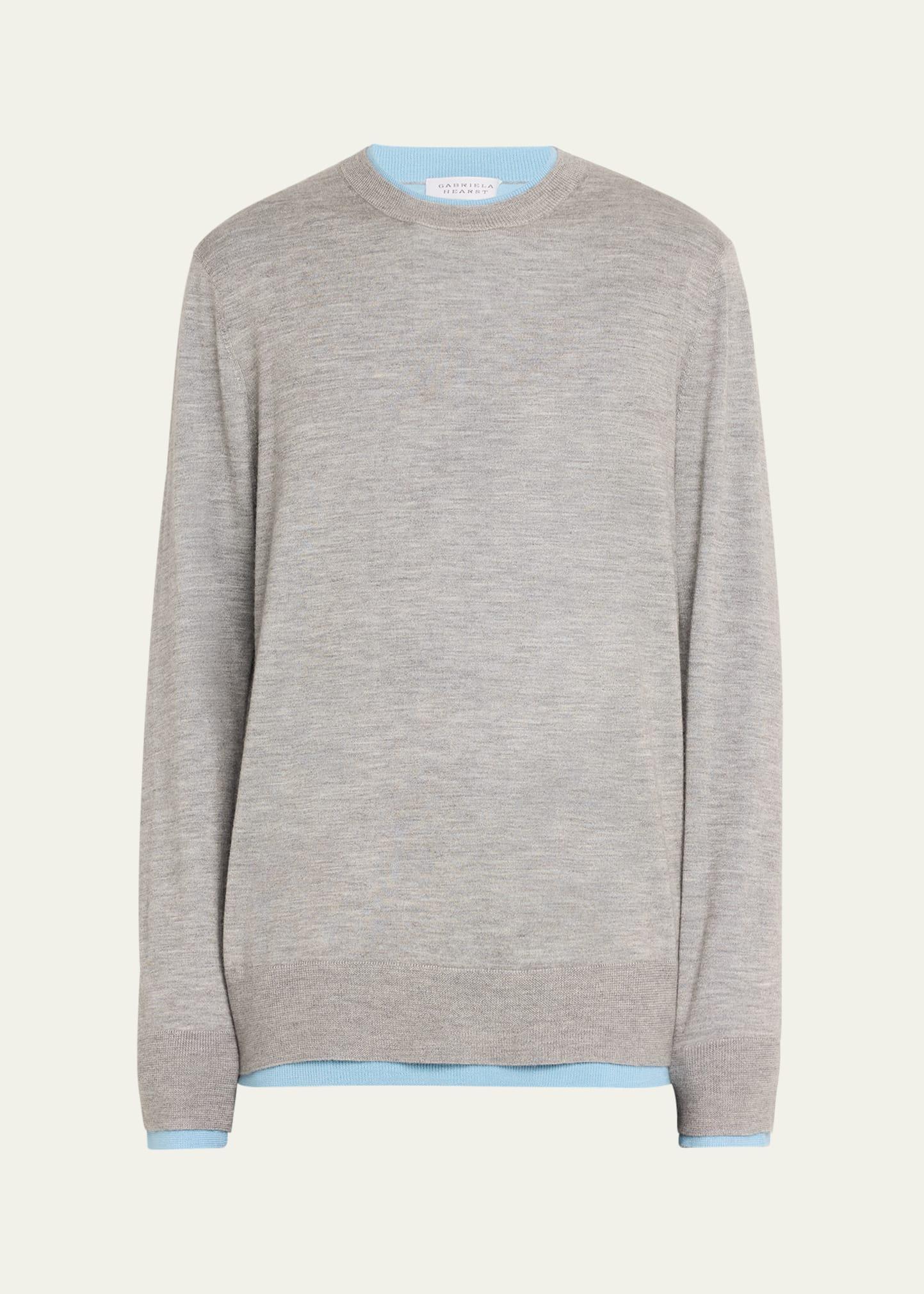 Mens Wells Cashmere-Silk Tipped Crewneck Sweater Product Image