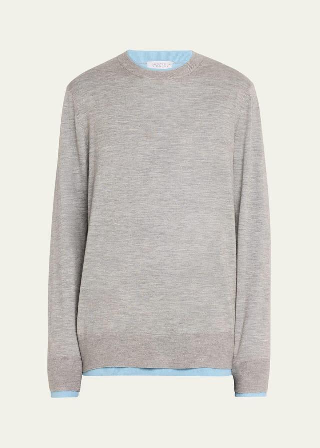 Mens Wells Cashmere-Silk Tipped Crewneck Sweater Product Image