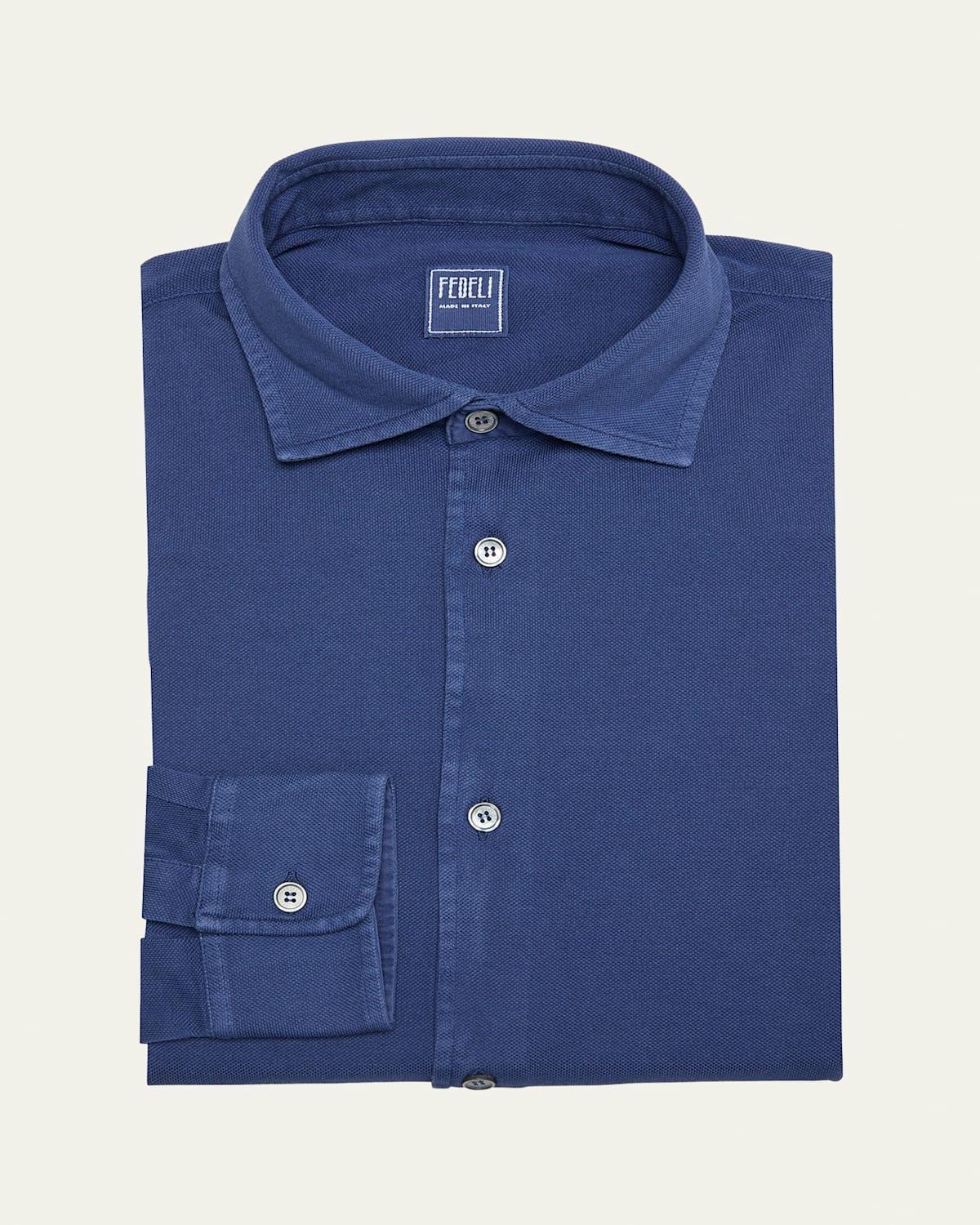 Mens Frosted Pique Casual Button-Down Shirt Product Image