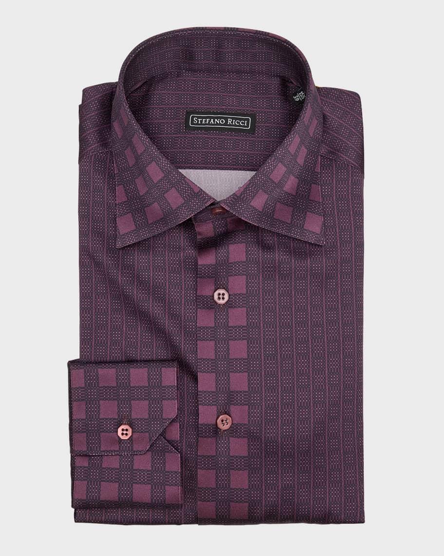 Men's Patterned Silk Dress Shirt Product Image