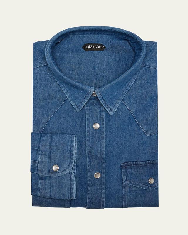 Mens Denim Western Shirt Product Image