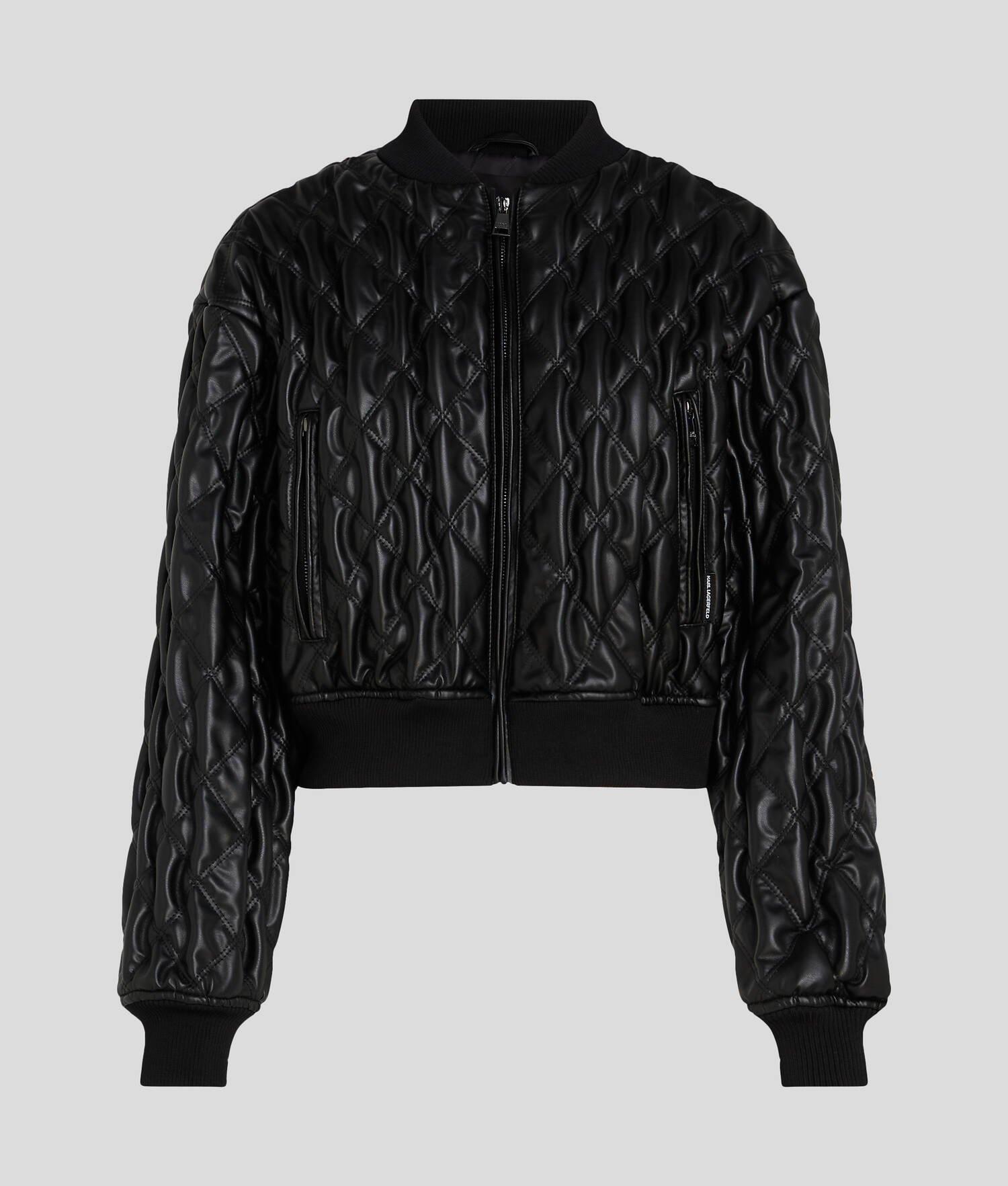 FAUX-LEATHER QUILTED BOMBER JACKET Product Image