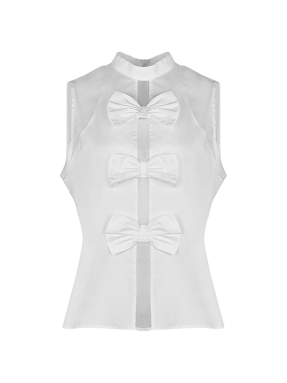 Womens Marceline Bow Sleeveless Blouse Product Image