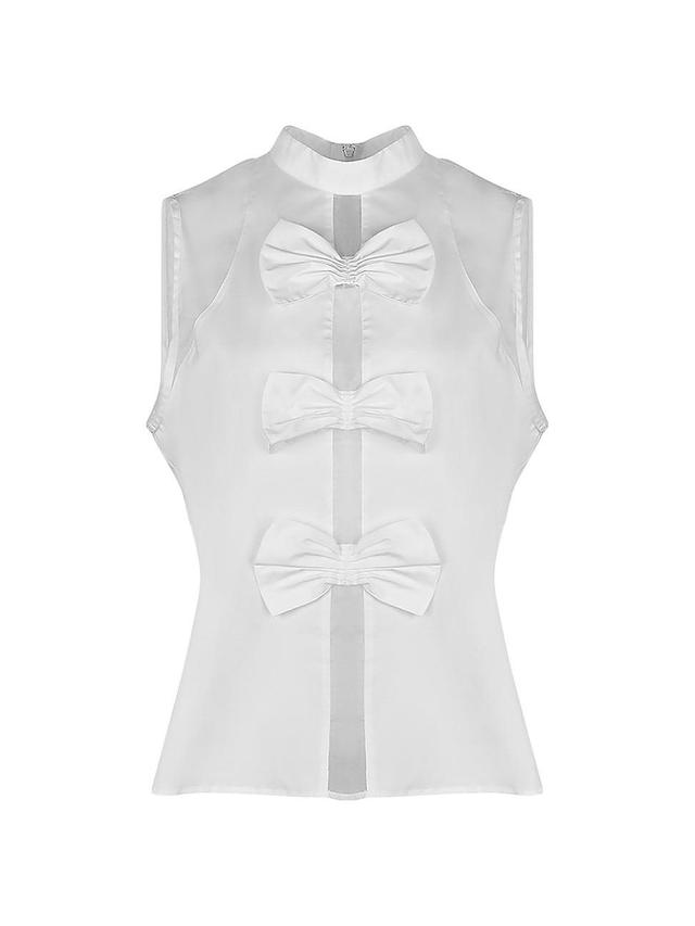 Womens Marceline Bow Sleeveless Blouse Product Image