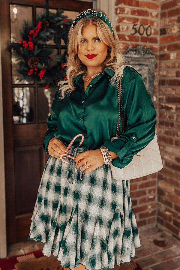 Small Town Holiday Skirt In Green Curves Product Image