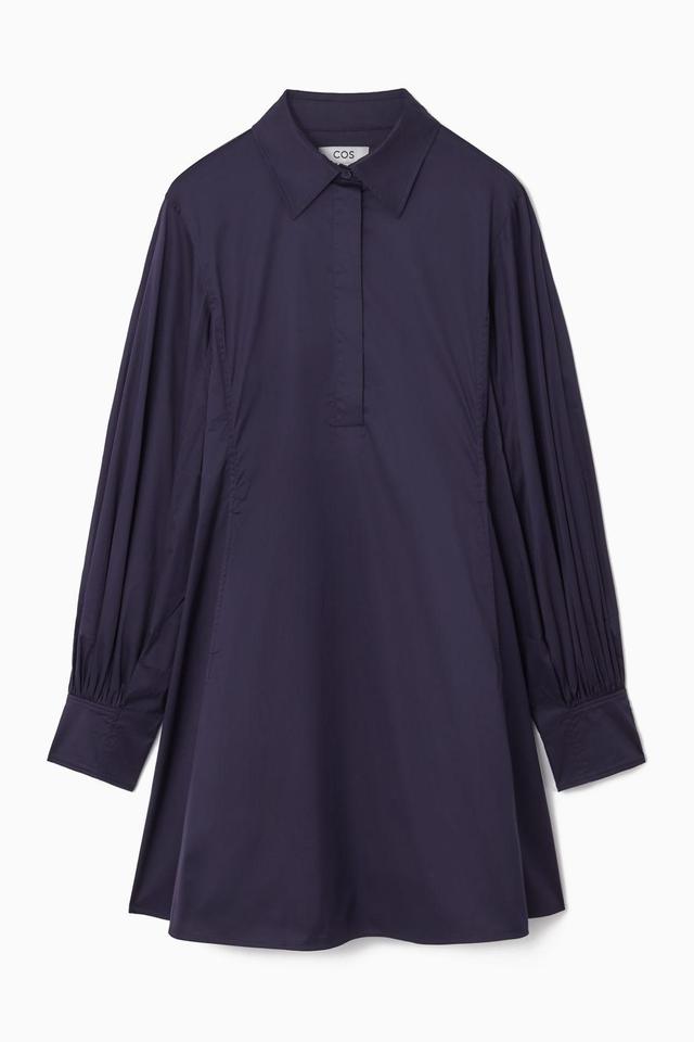 GATHERED-SLEEVE MINI SHIRT DRESS Product Image