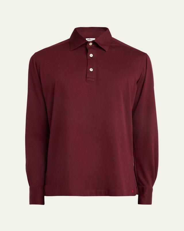 Mens Cotton-Stretch Long-Sleeve Polo Shirt Product Image