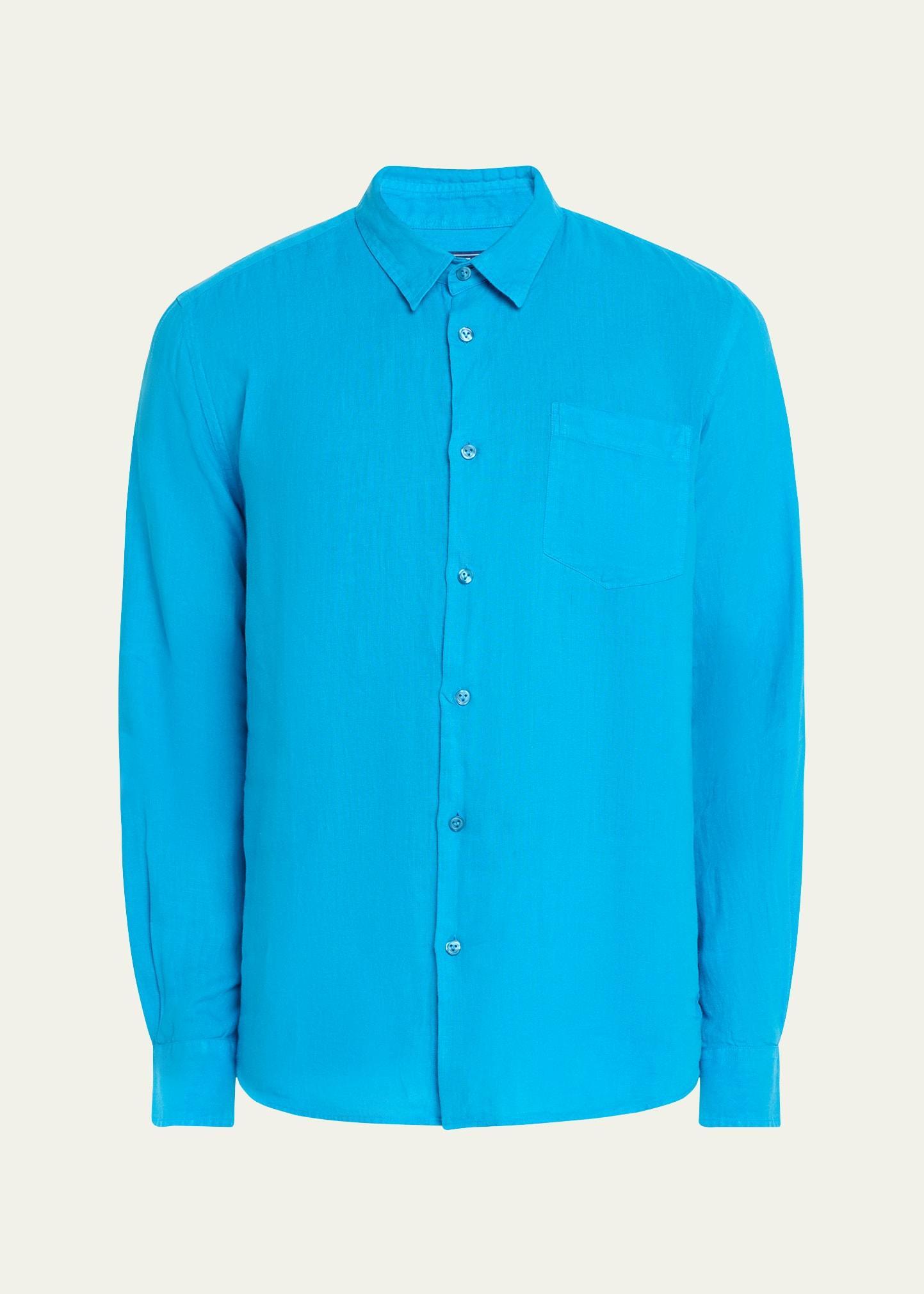 Mens Long-Sleeve Linen Shirt Product Image