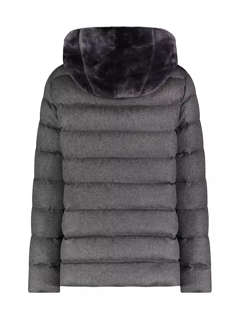 Shearling Lamb Chevron Parka With Cashmere and Wool Sleeves and Back Product Image