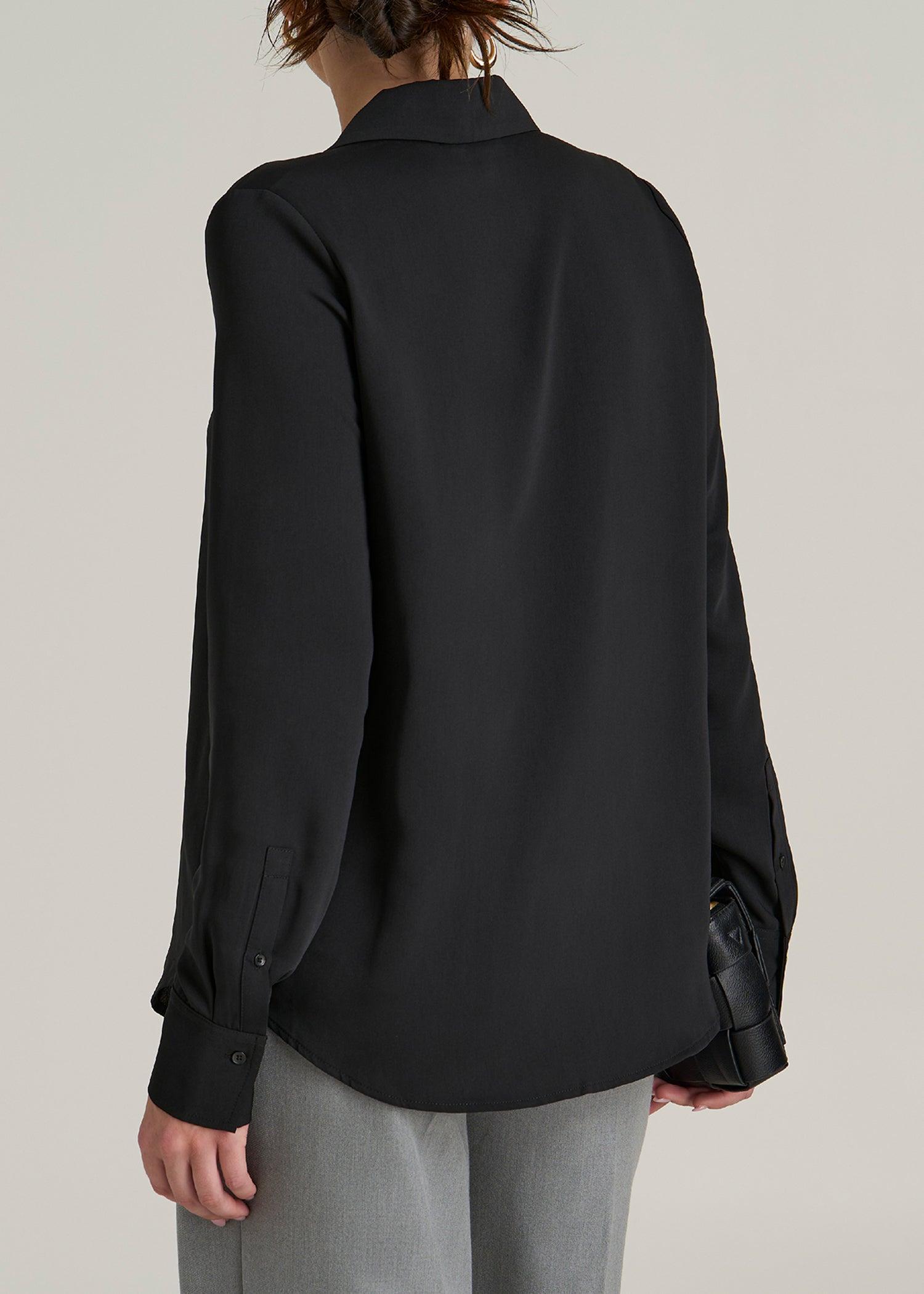 Notch Collar Tall Women's Blouse in Black Female Product Image