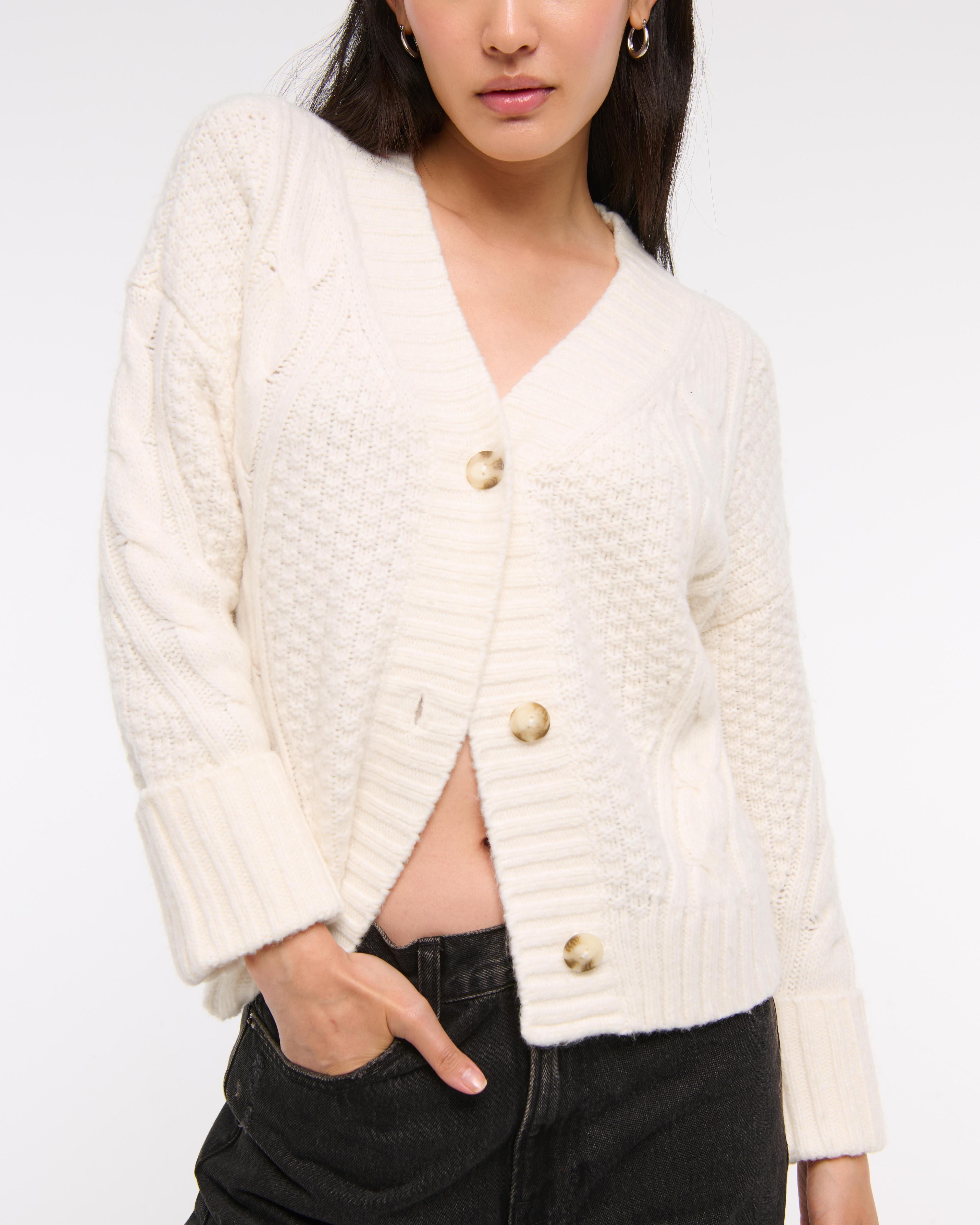 Seed-Stitch Cable Cardigan Product Image