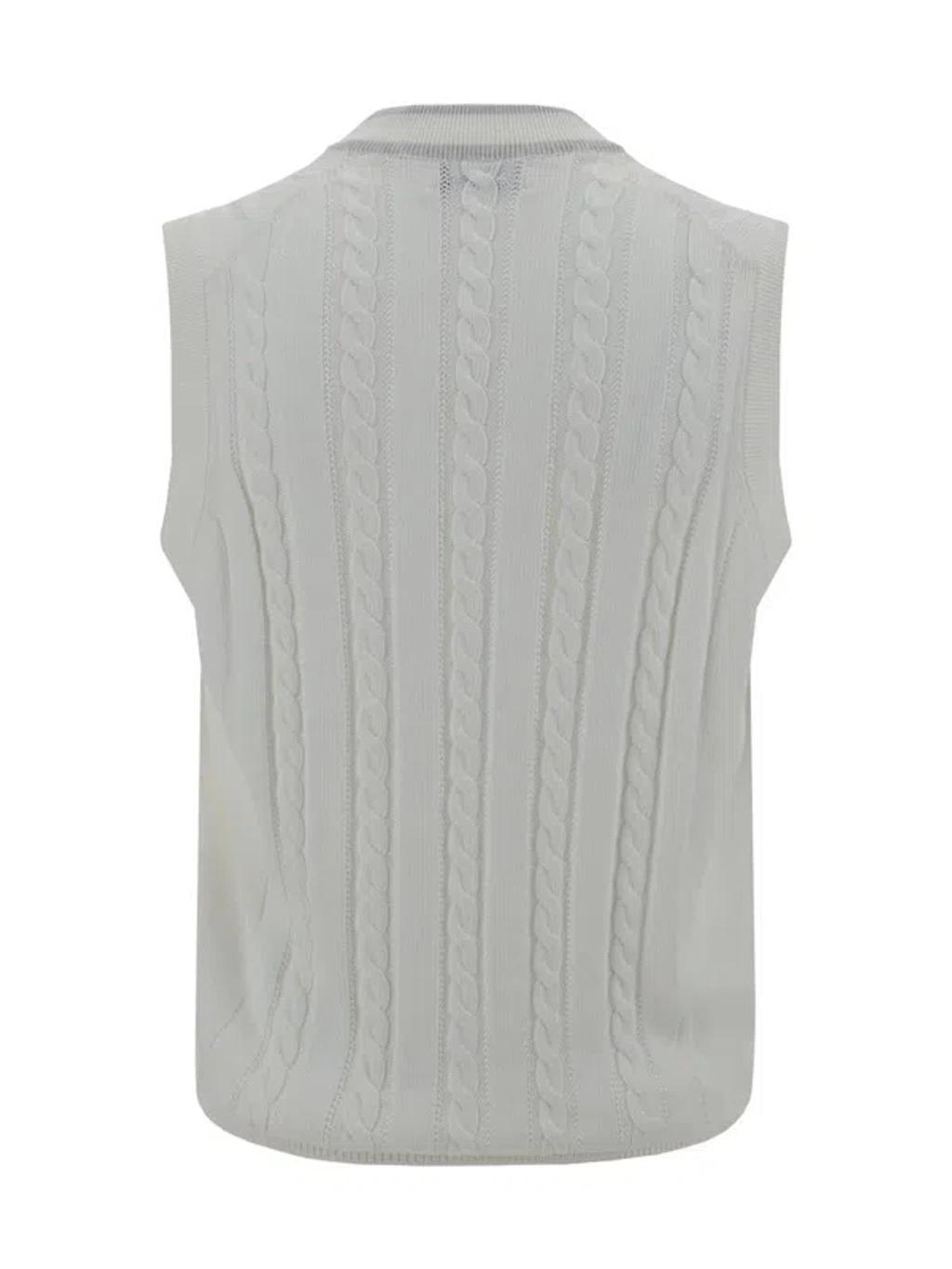 BRUNELLO CUCINELLI Cable-knit Sweater Vest In White Product Image