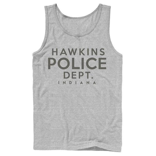 Mens Stranger Things Hawkins Police Dept. Indiana Tank Top Athletic Grey Product Image