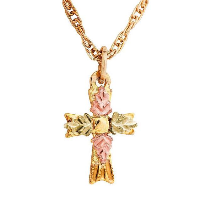 Black Hills Gold Tri-Tone Cross Pendant Necklace, Womens 10k  Tone Product Image