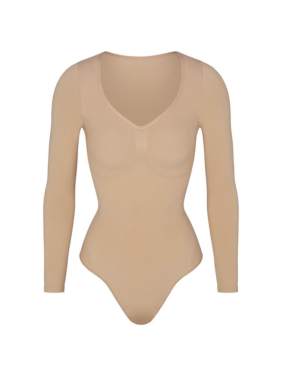 Womens Seamless Sculpt Long-Sleeve Thong Bodysuit Product Image