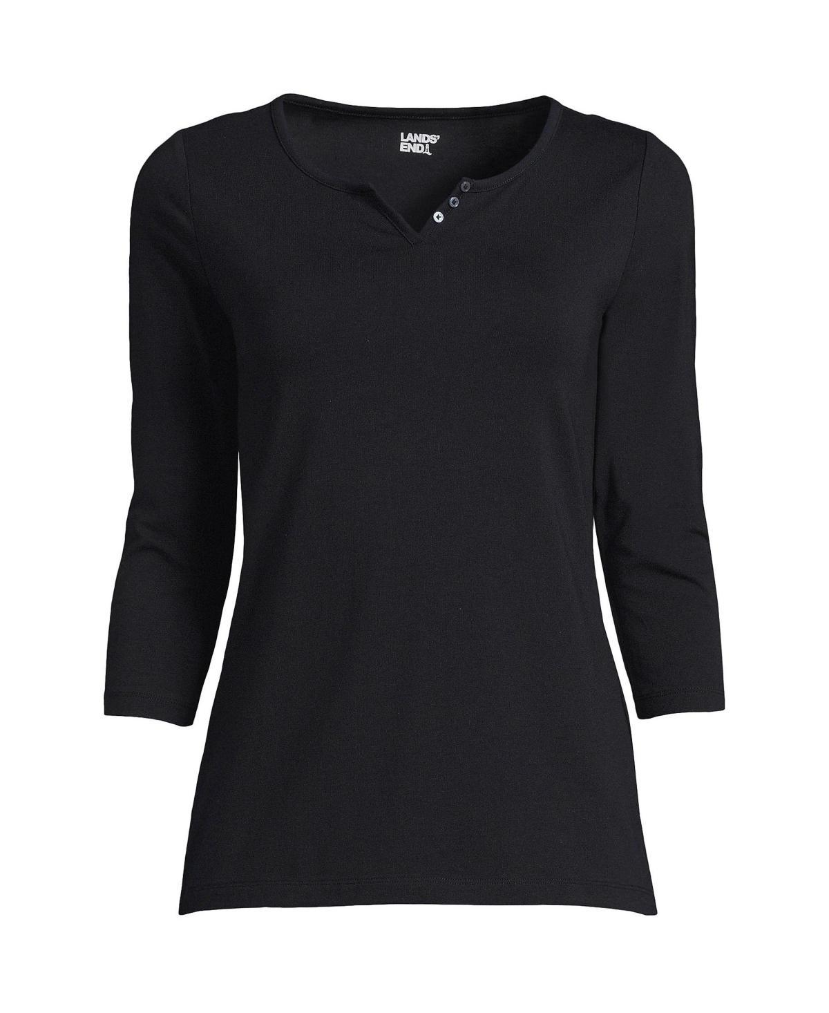 Lands End Womens 3/4 Sleeve Lightweight Jersey Henley Top Product Image