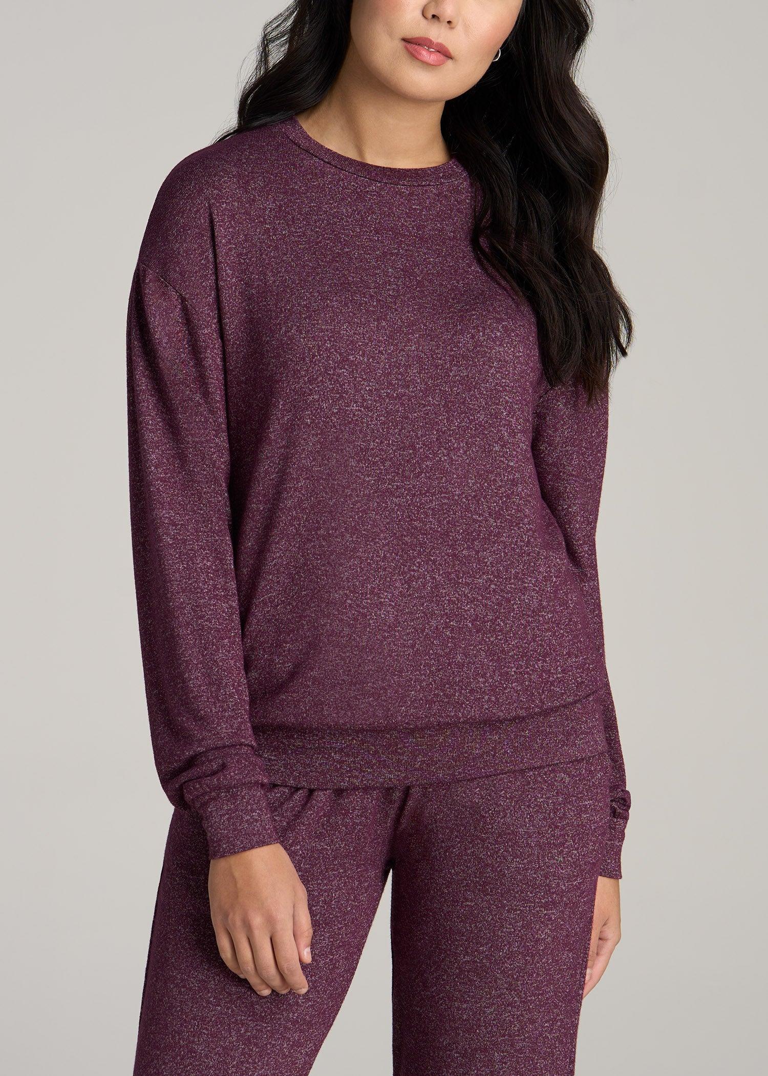 Cozy Lounge Crewneck in Beetroot Mix - Tall Women's Shirts Product Image