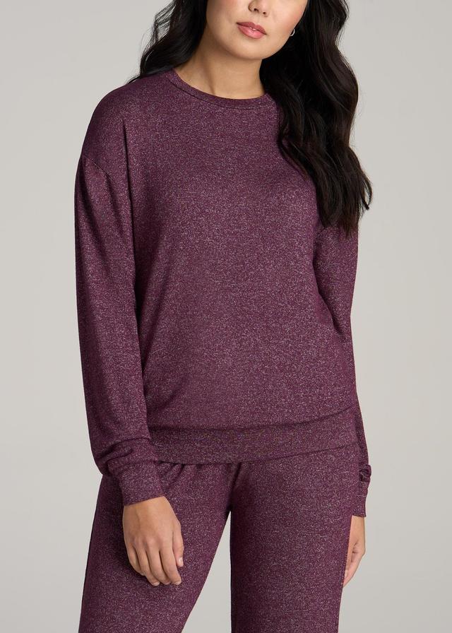 Cozy Lounge Crewneck in Beetroot Mix - Tall Women's Shirts Female Product Image