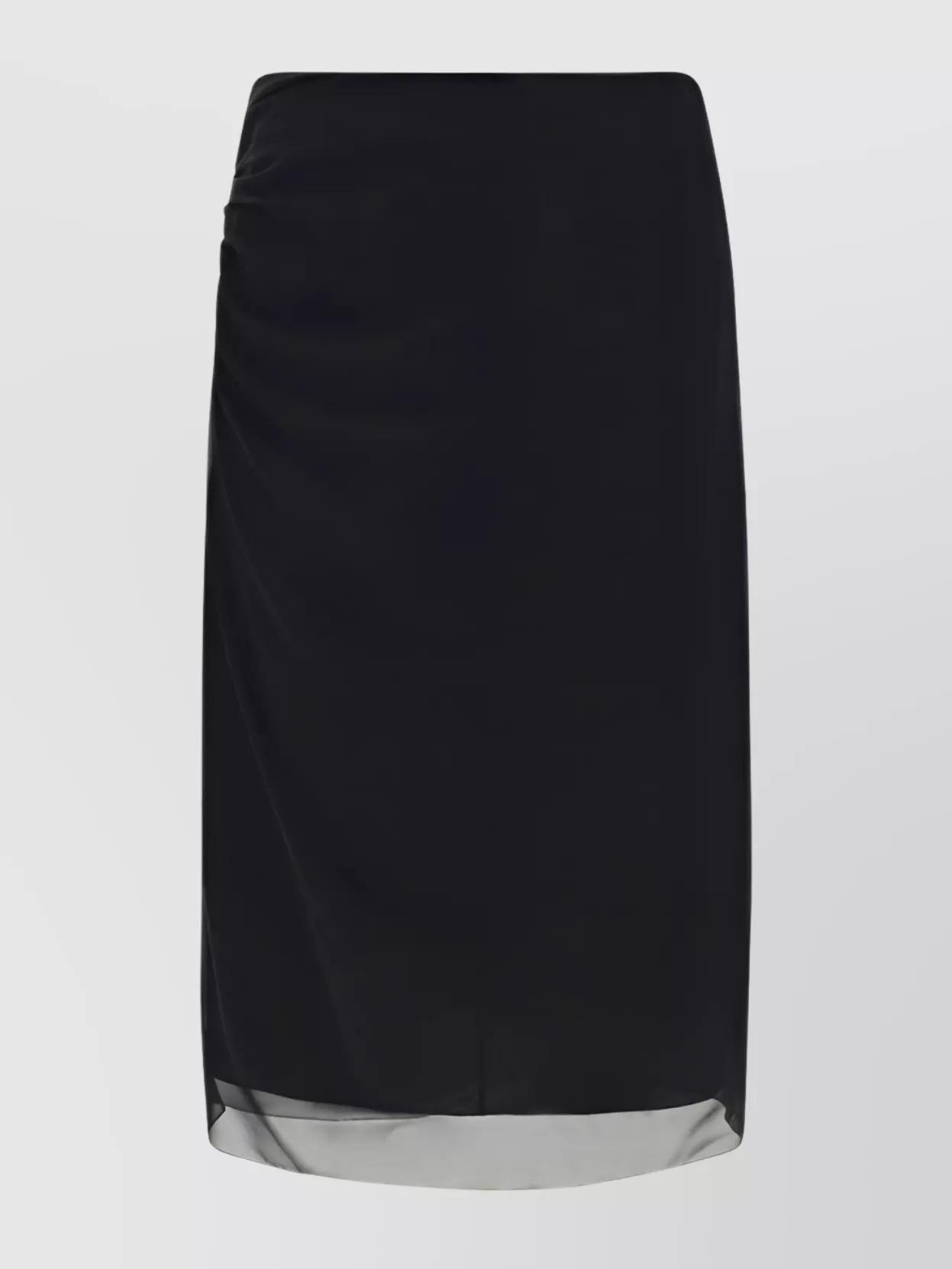 Draped Asymmetrical Hem Flared Skirt In Black product image