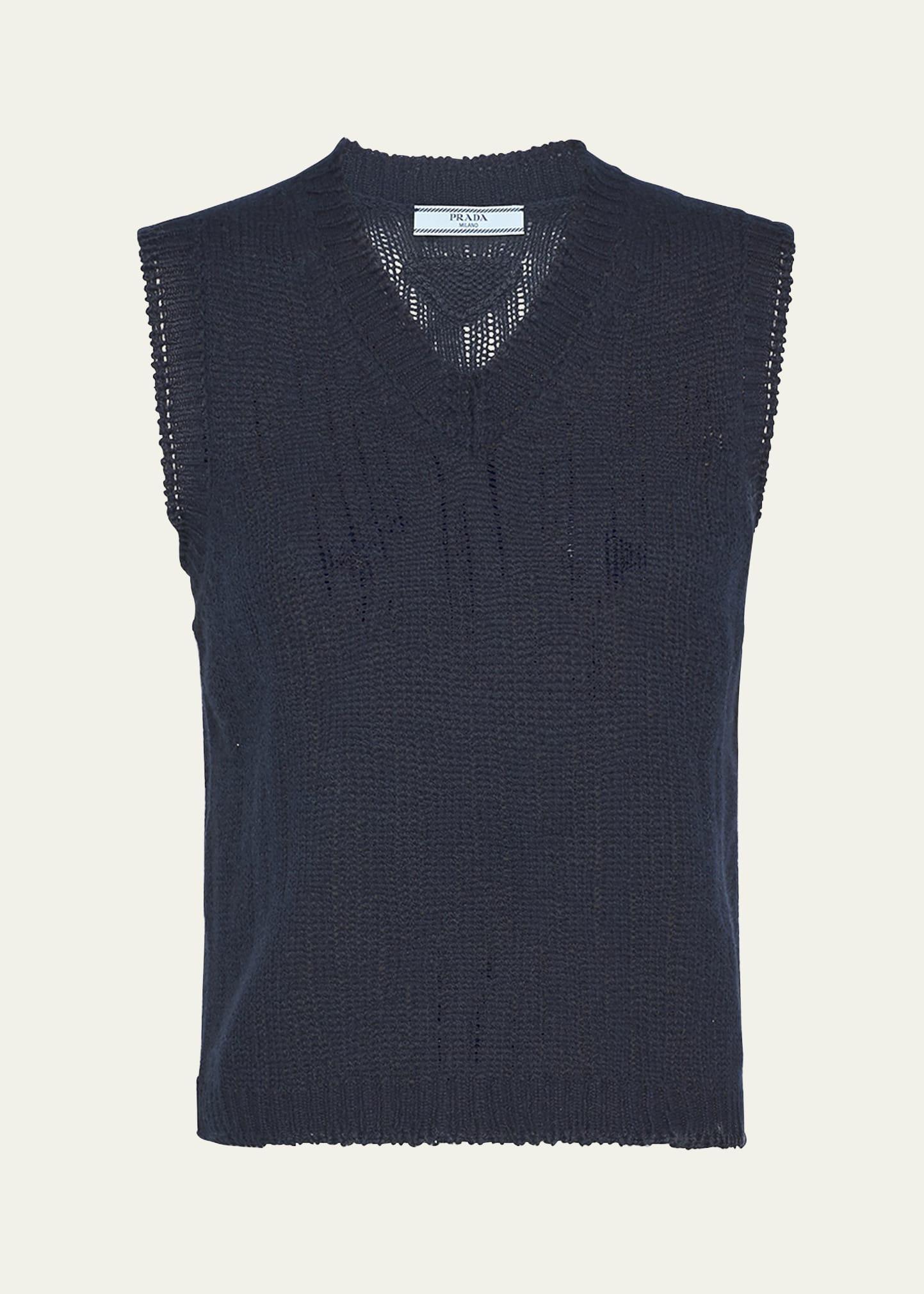 V-neck Cashmere Sweater Vest In Blue Product Image