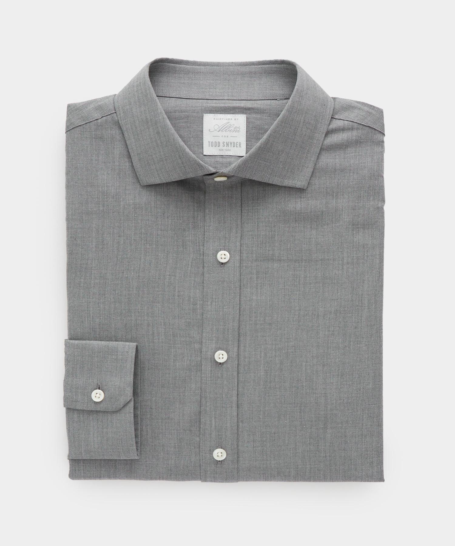 Flannel Spread Collar Dress Shirt Product Image